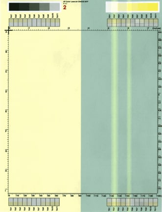 White vertical line(s) or band(s)