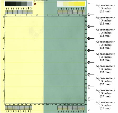 Horizontal lines repeating every 1.3 inches (32 mm)