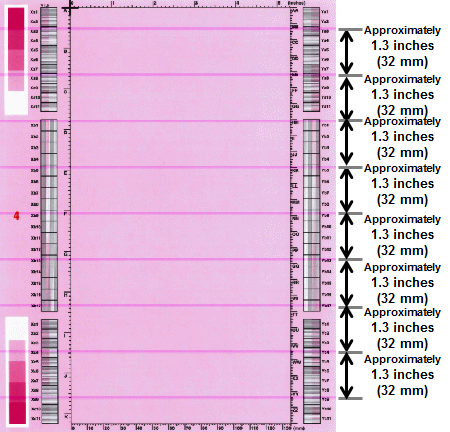 Horizontal lines repeating every 1.3 inches (32 mm)