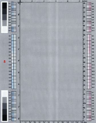 White vertical line(s) or band(s)