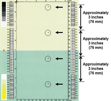 Spots repeating every 3.0 inches (76 mm)