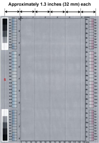 Vertical lines repeating every 1.3 inches (32 mm)