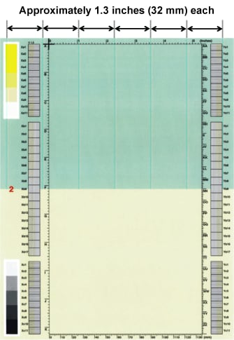 Vertical lines repeating every 1.3 inches (32 mm)