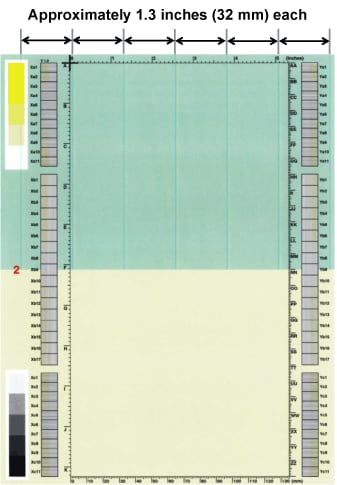 Vertical lines repeating every 1.3 inches (32 mm)