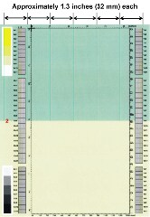 Vertical lines repeating every 1.3 inches (32 mm)