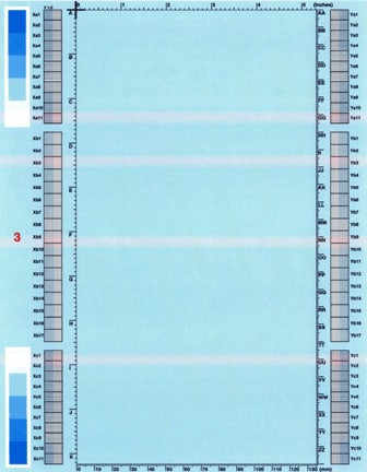 White horizontal line(s) or band(s)