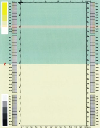 Yellow horizontal line(s) or band(s)