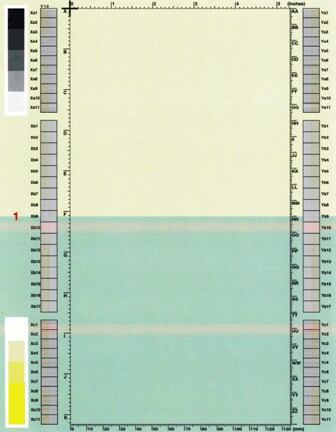 Yellow horizontal line(s) or band(s)