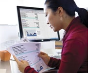 Woman reviewing confidential documents