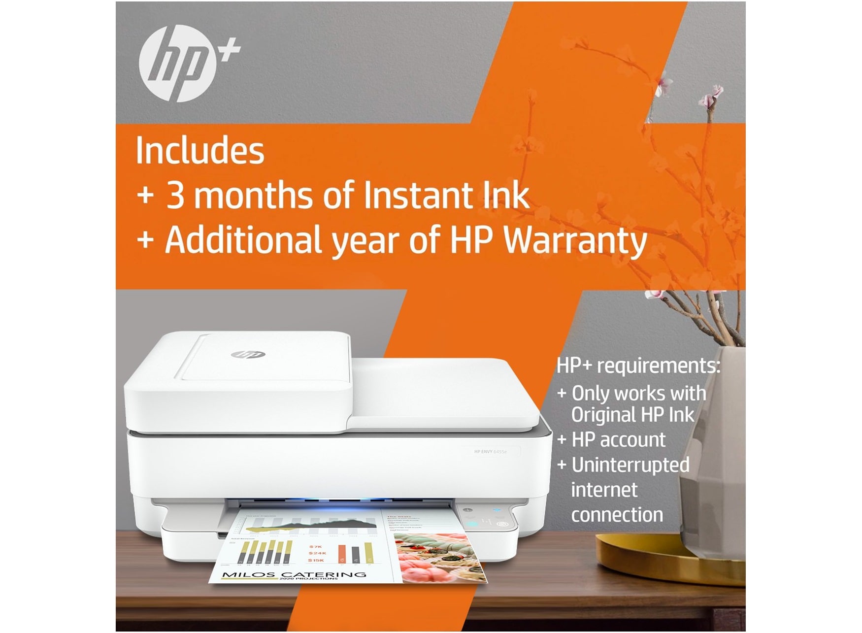 HP - ENVY 6455e Wireless All-In-One Inkjet Printer with hot extra ink