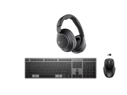 HP 725 Multi-Device Rechargeable Wireless Keyboard and Mouse Combo + Poly Voyager Surround 80 UC Microsoft Teams Certified USB-C Headset