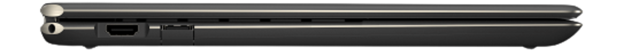 An HP Spectre x360 16" laptop on a right side view.