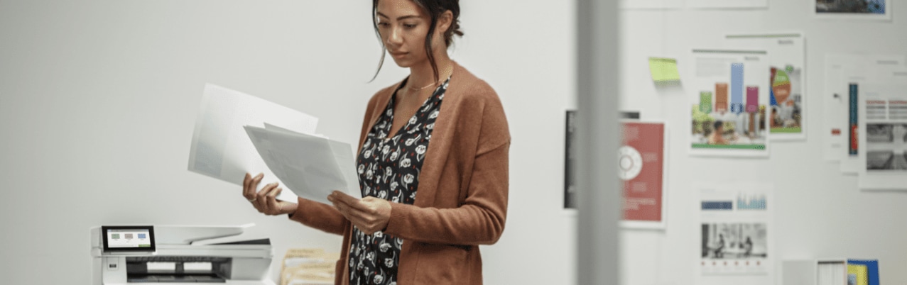 woman looking at some papers