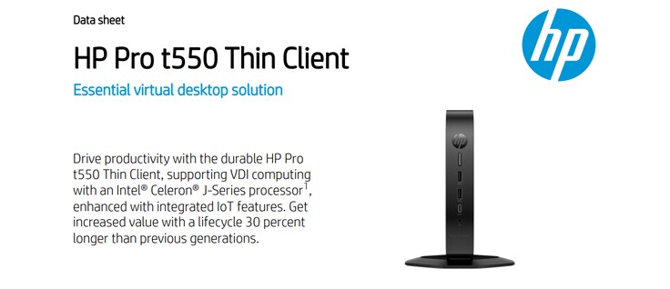 HP Pro t550 精簡型電腦資料表