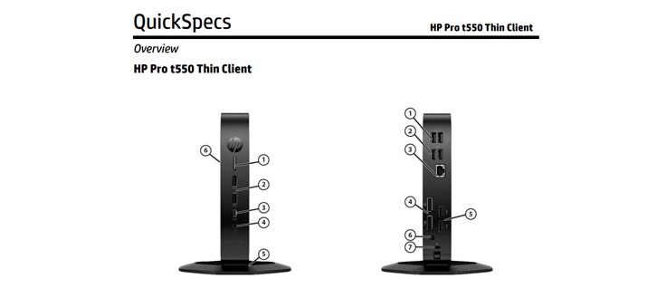 HP Pro t550 Thin Client Quickspecs