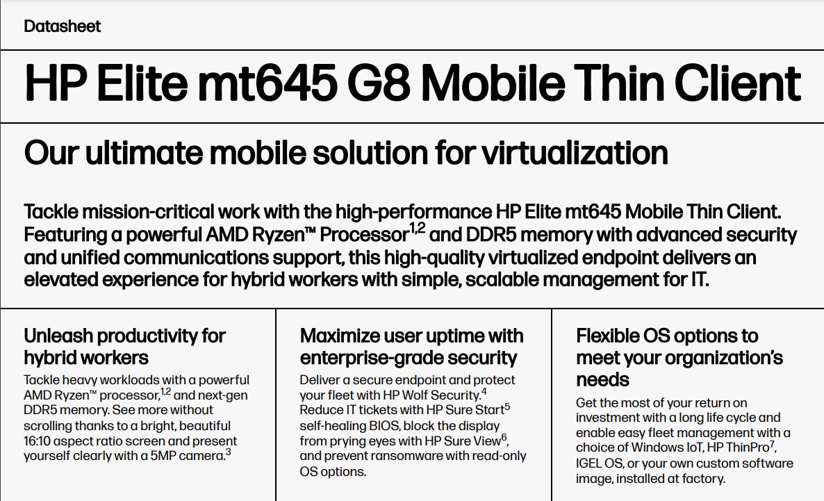 HP Elite mt645 G8 Datasheet