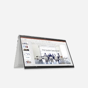 thin and light premium elitebook x360 business convertible in tent mode 