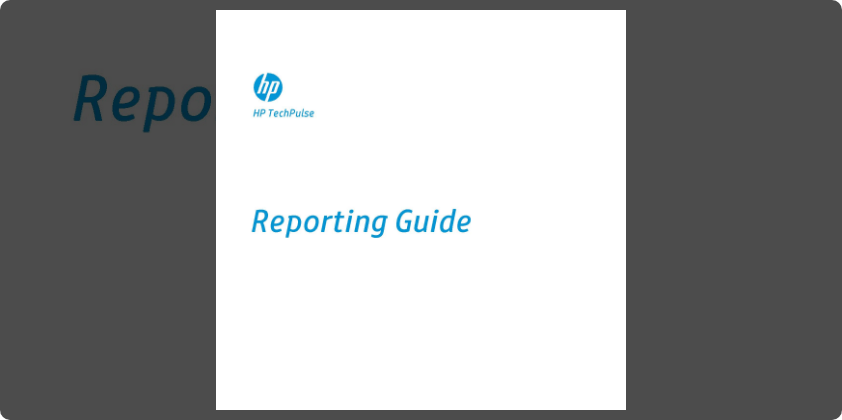 HP TechPulse reporting guide screenshot.