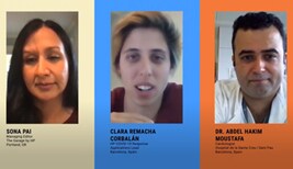 A screenshot of three people having a virtual conference.