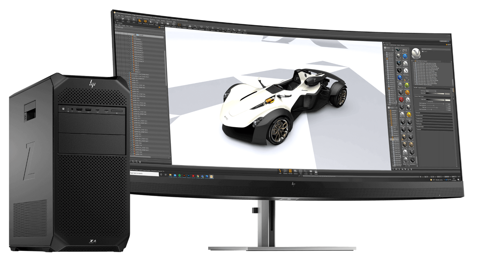 Z4 G5 workstation next to a Z monitor with 3D software on the screen
