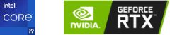 Intel Core i9 badge & Nvidia GeForce RTX logo