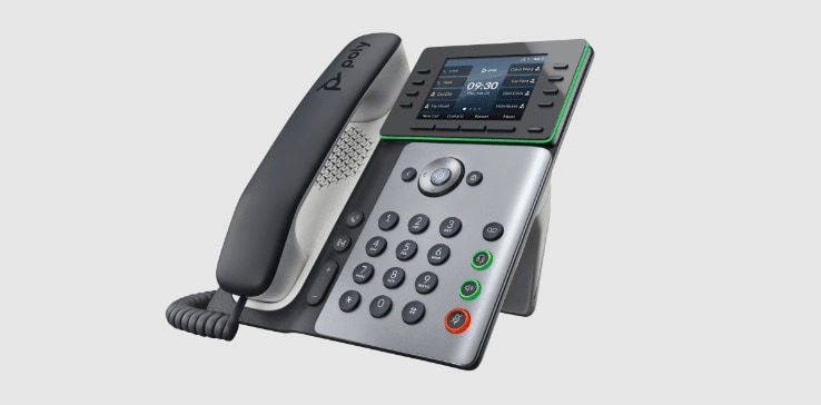 IP-Tischtelefon der Poly Edge E300-Serie mit Hörer