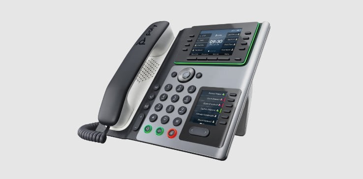 Poly Edge E400 desk phone with handset​