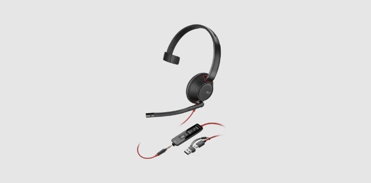 Micro-casque binaural filaire Poly Blackwire 5120 avec commandes intégrées et connecteur USB-A