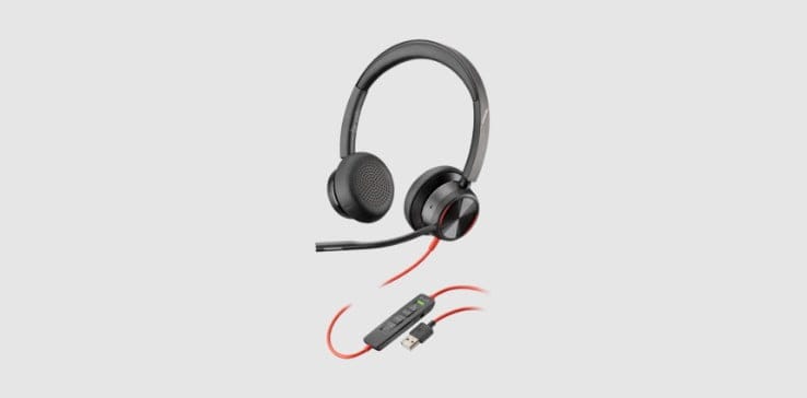 Poly Blackwire 8225 Corded UC Headset with USB-C to USB-A Adapter