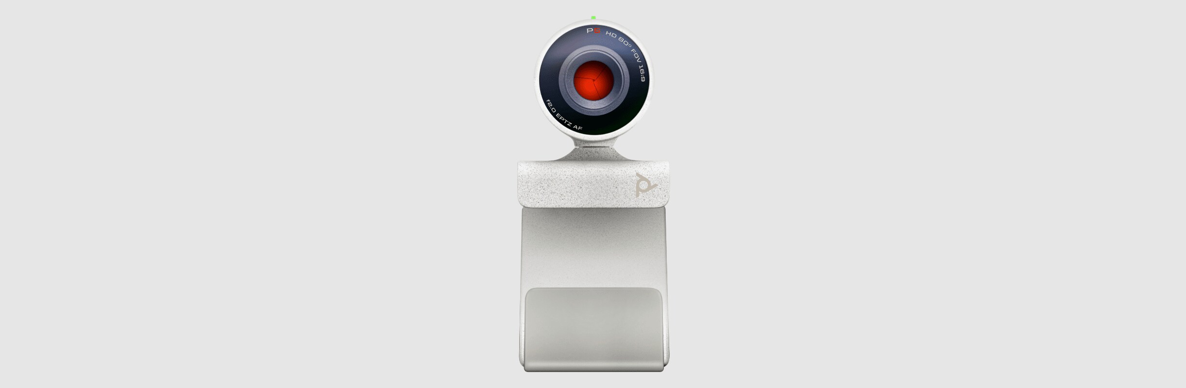 Front view of Poly Studio P5 webcam and monitor clamp