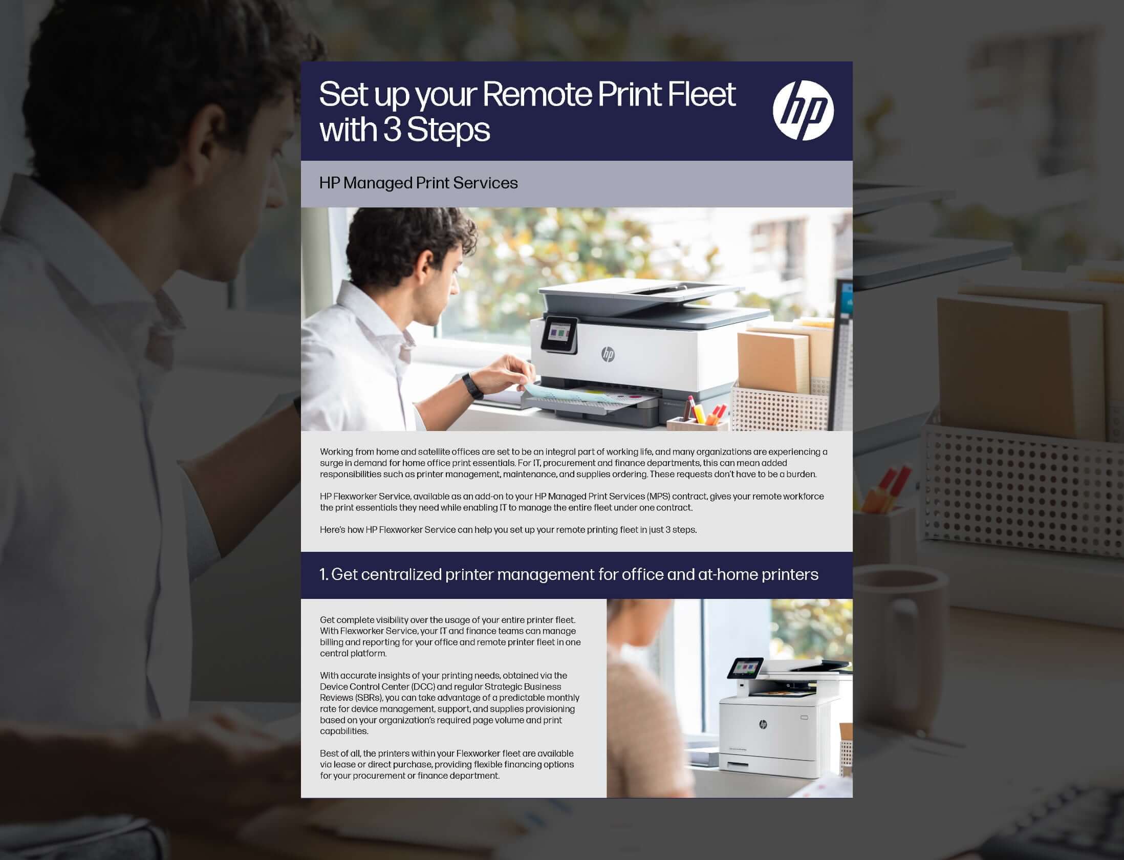 Front page of Set up your remote print fleet with three steps brochure