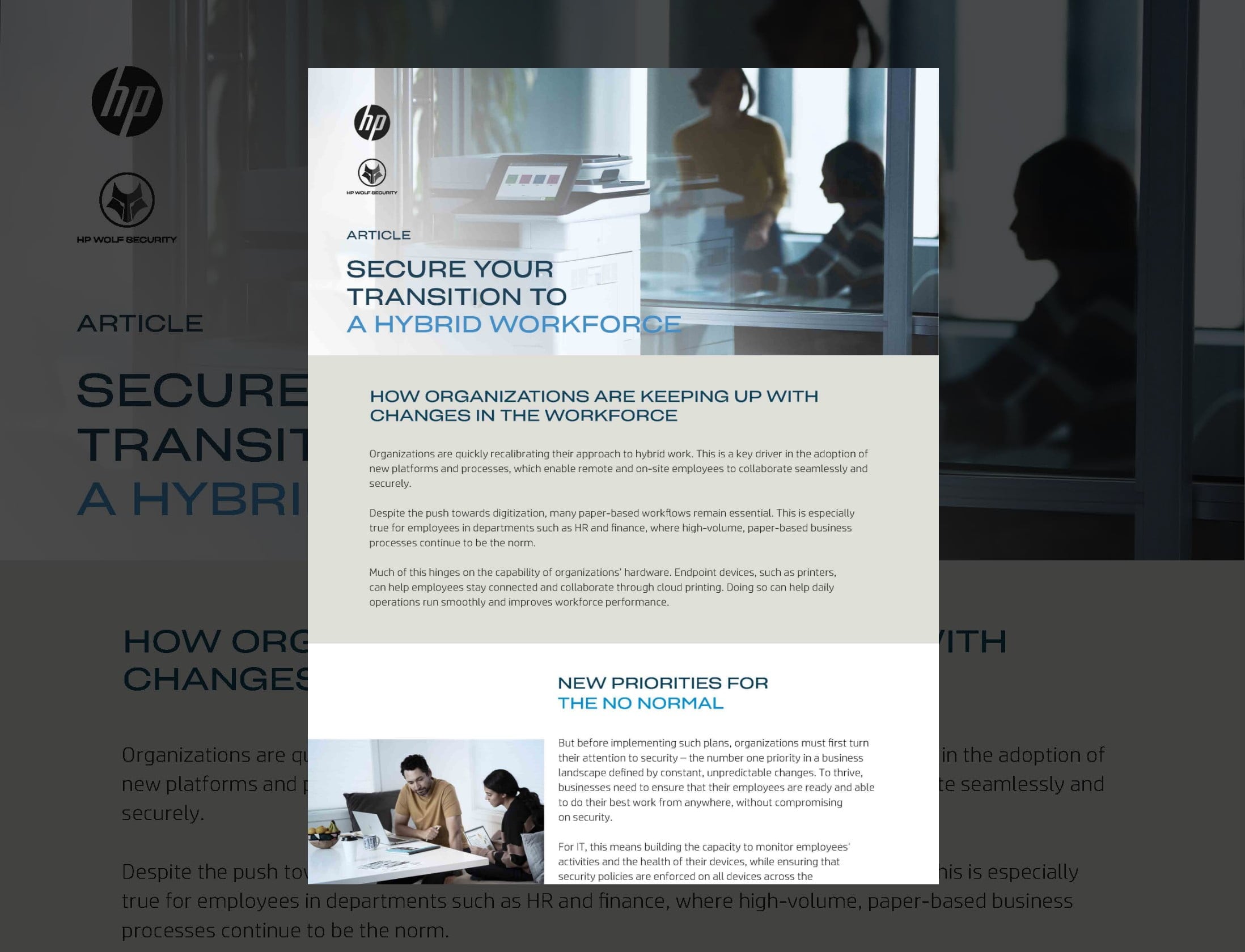 Front page of Secure your transition to a hybrid workforce brochure