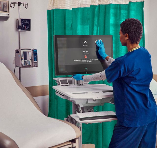 Image of healthcare worker using HP solution