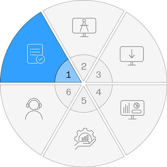 Wheel graphic with icon for define tab