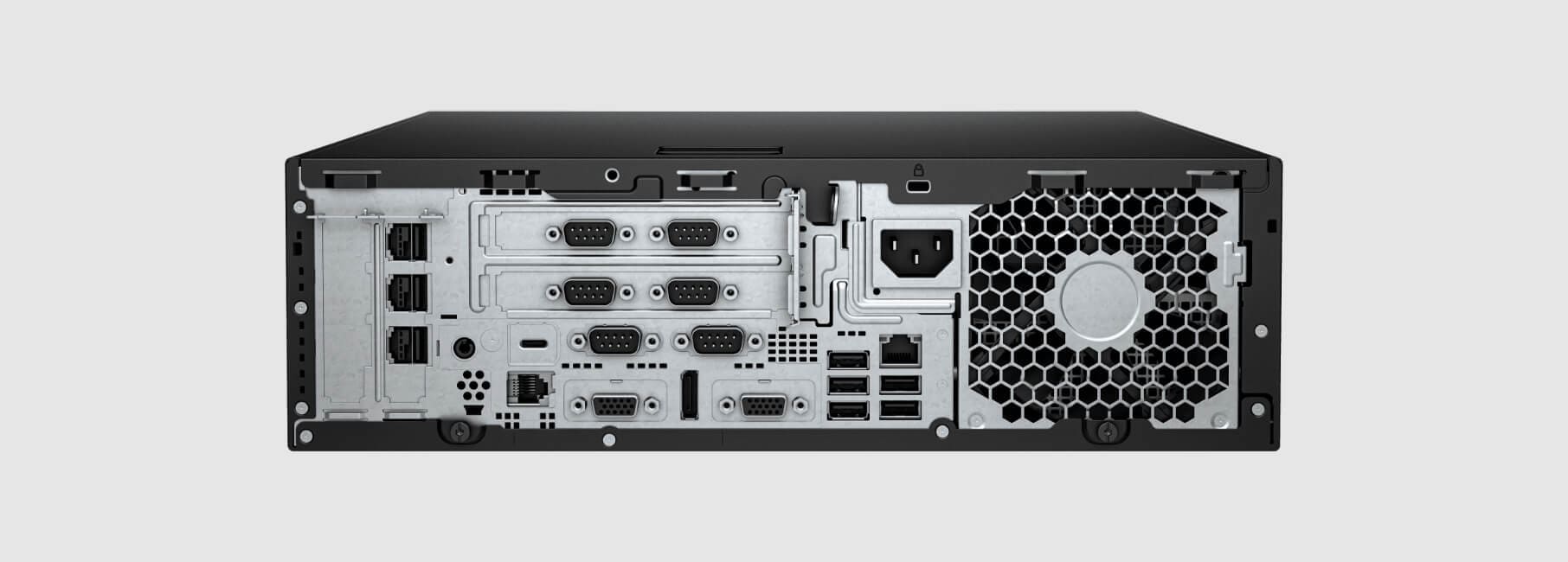 Rear side of HP Engage Flex Pro showing available ports