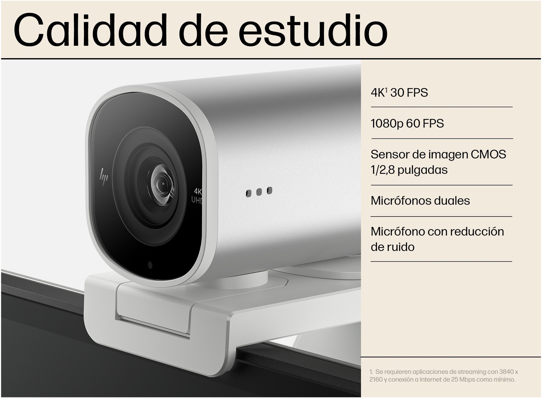 Webcam 4K HP 960 para streaming - HP Store España