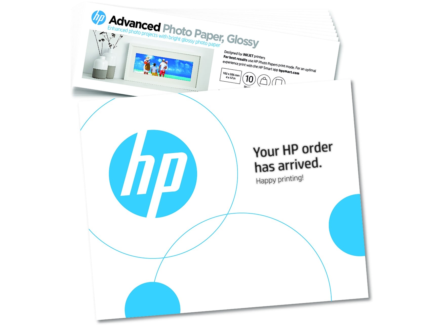 HP Advanced Photo Paper, Glossy, 65 lb, 4 x 12 in. (101 x 305 mm), 10 sheets