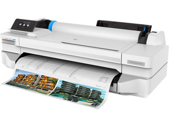 Hp Designjet T125 Large Format Compact Wireless Plotter Printer 24 With Mobile Printing 5zy57a 5zy57a B1k Ink Toner Supplies