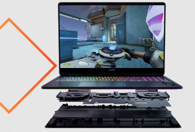 A blow up image of a gaming laptop