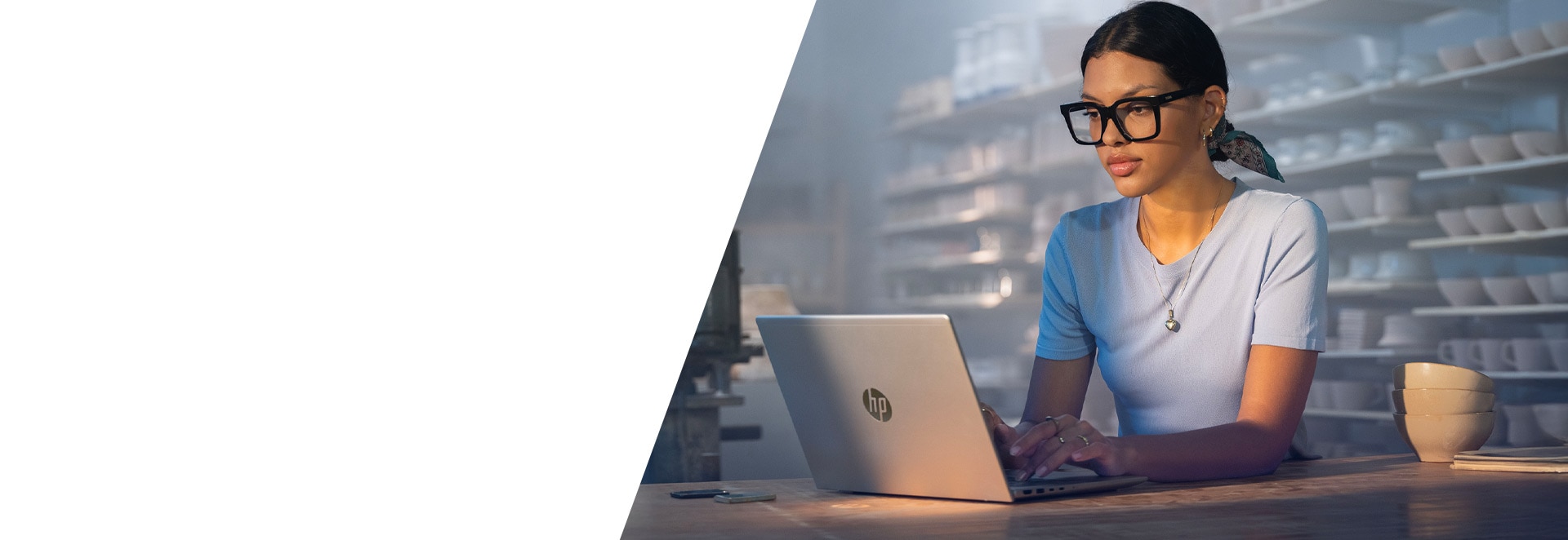 image of woman working with her Probook in a pottery workshop