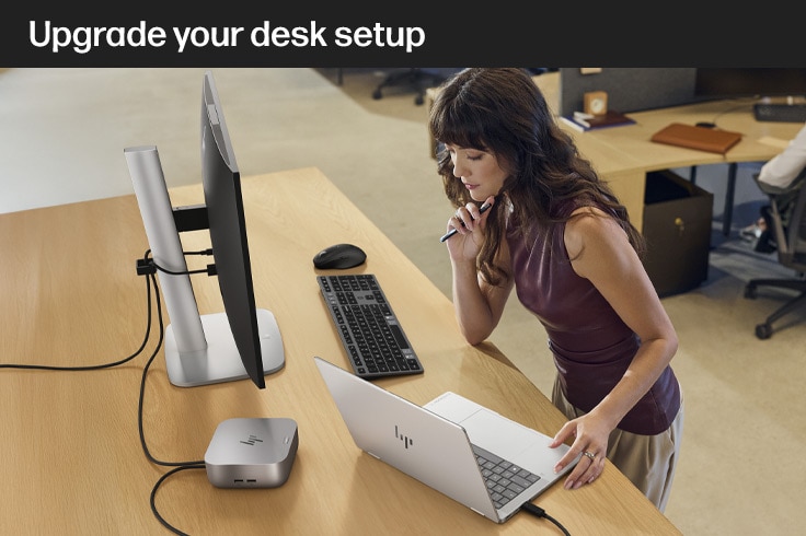 image of a woman working with a Z-workstation with docking station