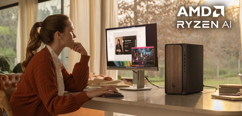 woman working with a desktop tower