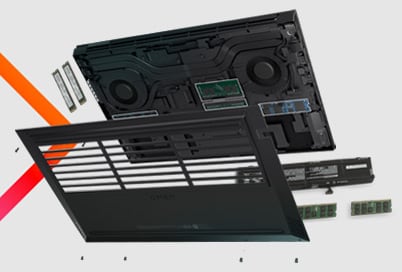 A blow up image of a gaming laptop