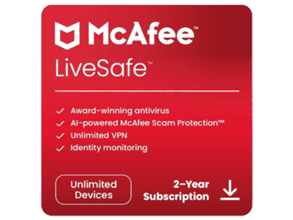 , McAfee LiveSafe 24 Month (Windows/Mac)