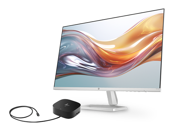 HP Series 5 27 inch FHD White Monitor - 527sw + HP USB-C G5 Dock Bundle