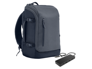 HP USB-C Travel Hub + HP 15.6 Travel 25L Backpack Gray Bundle