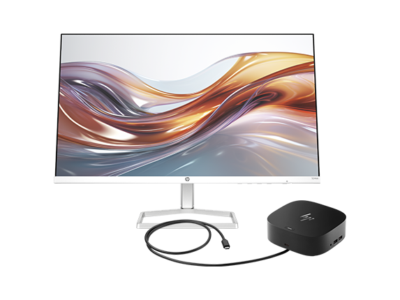 HP USB-C 120W G5 Dock + Dual HP Series 5 23.8 inch FHD Monitor with Speakers