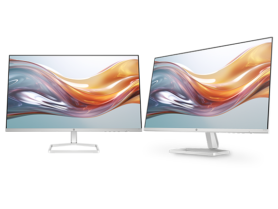 Dual HP Series 5 27 inch FHD White Monitor