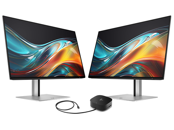 Dual HP Series 7 Pro 724pf 23.8-inch FHD Monitor + HP USB-C Dock G5 Bundle