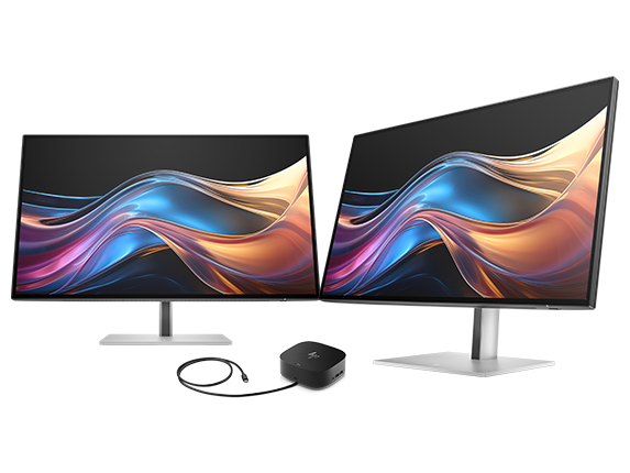 Dual HP Series 7 Pro 727pq 27-inch QHD Monitor + HP USB-C Dock G5 for business Bundle